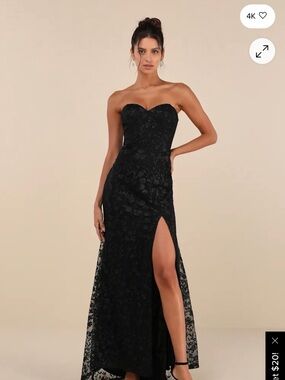 NEW Lulu's Black Strapless Dress - Classic Evening Gown- NEVER WORN, no tags